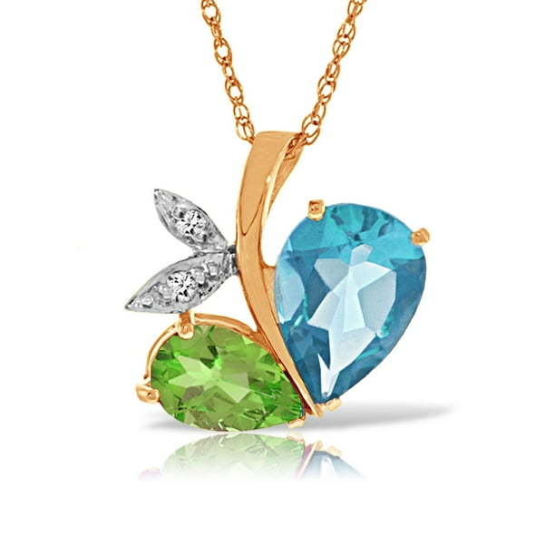 ALARRI 14K Solid Rose Gold Necklace w/ Rose Topaz & Emerald with 18 Inch Chain Length ALARRI 14K Solid Rose Gold Necklace w/ Rose Topaz & Emerald with 18 Inch Chain Length